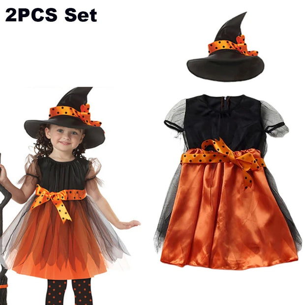 Girls Purple Bat Dress Kids Fancy Cosplay Vampire Demon Costume With Wing Headwear Halloween Carnival Witch Role Play Clothes