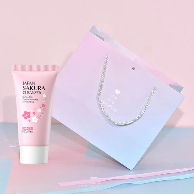 LAIKOU Japan Sakura Skincare Set Moisturizing Anti-Aging Kit Wrinkle Smoothing Radiance Boosting Facial Kit Gift Set