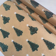 Festive green Christmas wrapping paper with tree pattern - perfect for holiday gift wrapping and party decorations, 17 x 118.1in