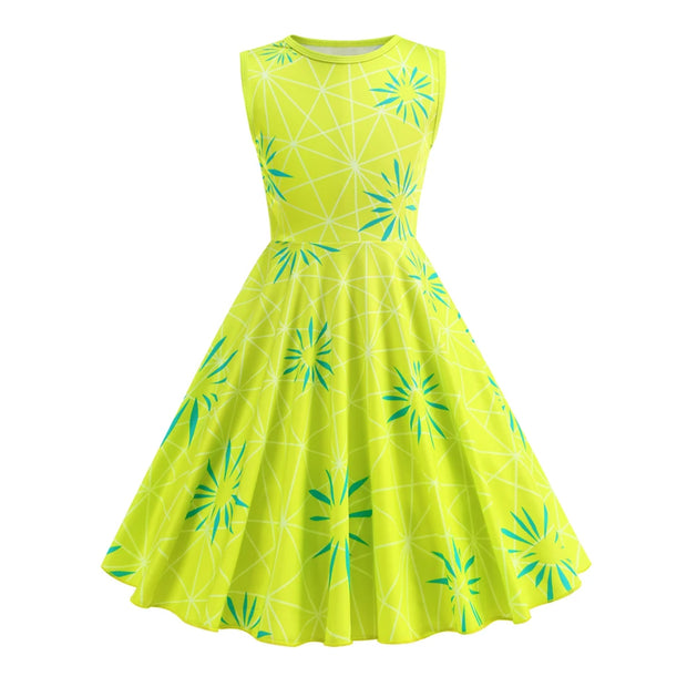 New Joy Inside Cosplay Out Dress Girls Birthday Carnival Party Outfit Children Halloween Role Playing Print Clothing