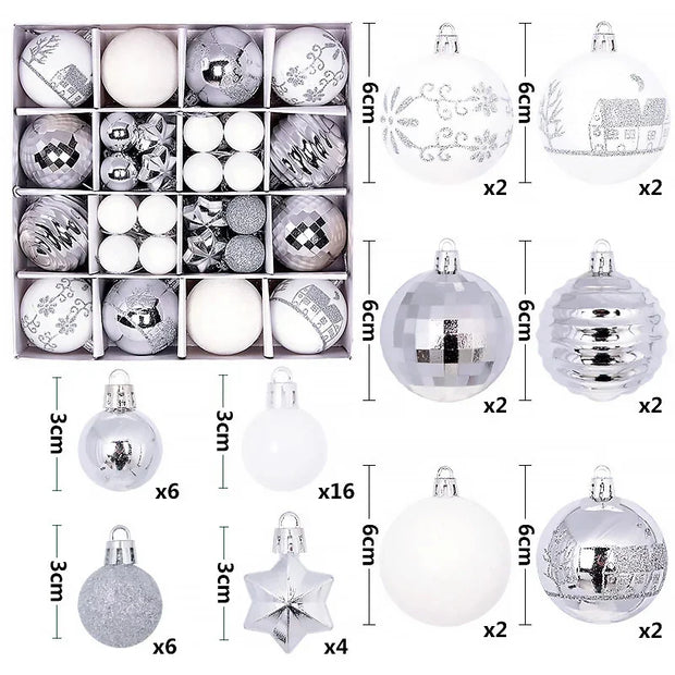 Christmas Tree Decoration 42PCS 6CM Balls Ornaments Set For Xmas Hanging Holiday Home Supplies Christmas Year Party Gifts New