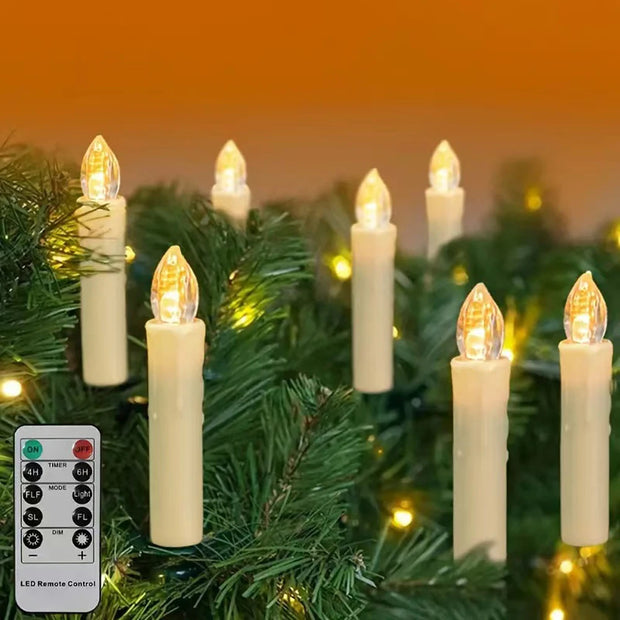 LED electronic candle simulation smokeless large tea wax light Christmas holiday range decoration with remote control 10Pcs set