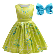 Inside Out Joy Cosplay Costume Princess Dress+Wig+Hairpin For Kids Girls Halloween Carnival Birthday Happiness Dress Up