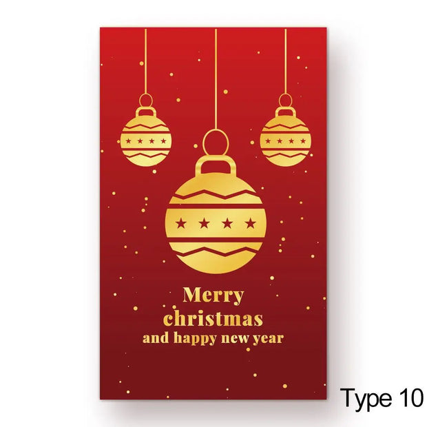 50PCS Xmas Tree Deer Package Insert Santa Claus Snowman Greeting Postcard Merry Christmas Card Happy New Year Message Note Cards