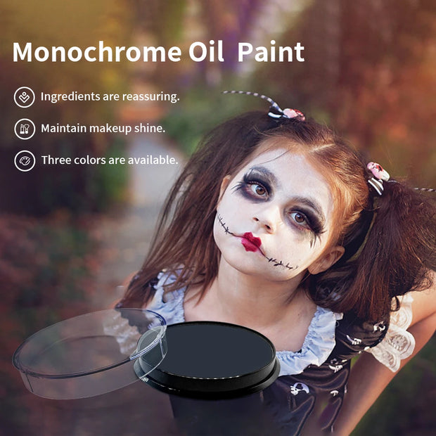 Water Based Face Body Paint Red White Balck, Water Activated Face Painting for Party, Non Toxic Facepaints for Halloween Demon