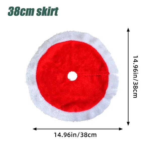 Miniature White Fluffy Christmas Tree Skirt Small Round Sequin Snowflake Design for Tabletop Xmas Tree Base Party Decor