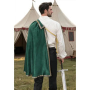 DAZCOS Medieval Tudor Cape Renaissance Cavalier Half Shoulder Shawl Black Hooded Shrug Ranger's Cloak LARP Costume Halloween