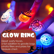 20/50pc Halloween LED Light Up Rings Toys Horror Pumpkin Ghost Spider Glow Finger Rings for Kids Trick Party Supplies Party Gift