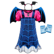 Girls Cosplay Vampirina Princess Dress Kids Charms Dress Up Christmas With Wings Vampire Halloween Costume Child Carnival Party