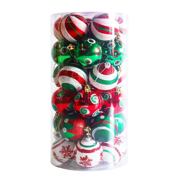 30pc Christmas Ball Decorative Pendant Drum 6cm Plastic Electroplated Painted Christmas Ball Christmas Tree Decoration Pendants