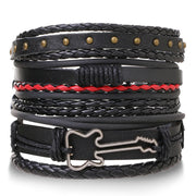 Fashion Bracelet Viking  Bracelet For Men Hand Bracelets Woven Skull Hand Jewelry Adjustable Leather Set viking man bracelet