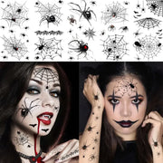 10PC Large 3D Spider Temporary Tattoos Scary Halloween Makeup Kit For Women Adults Kid Halloween Decal Fake Face Tattoos Sticker