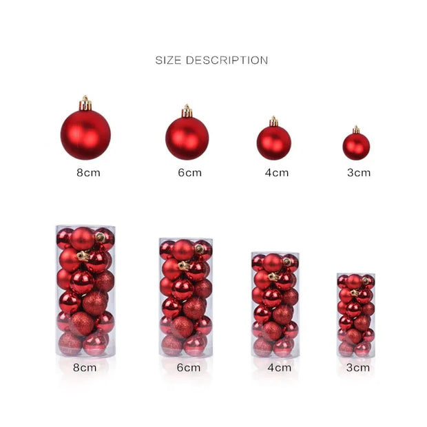 New 3/4/6/8cm Christmas Ball Ornaments Set Painted Plastics Christmas Tree Pendant Decoration Christmas Decoration Accessories