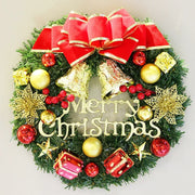 Artificial Merry Christmas Wreath with Bow Christmas Door Hanging Rattan Ornament Garland Christmas Suitable for Home Decoration