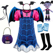 Girls Cosplay Vampirina Princess Dress Kids Charms Dress Up Christmas With Wings Vampire Halloween Costume Child Carnival Party