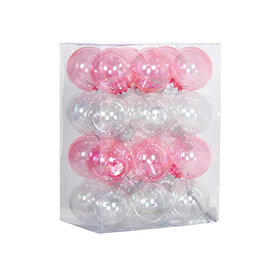 24pcs 6CM Christmas Ball Set Shatterproof Delicate Christmas Tree Decoration Pendant Transparent Waterproof Hanging Ornament