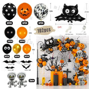Halloween Bat Balloon Garland Arch Kit Black Orange Ballon 3D Bat Spider Sticker Eye Pumpkin Halloween Party Decoration Supplies