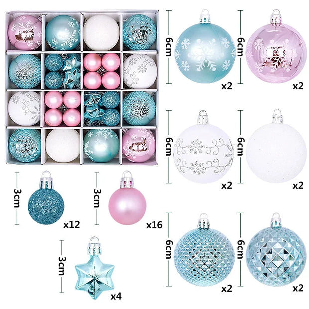 Christmas Tree Decoration 42PCS 6CM Balls Ornaments Set For Xmas Hanging Holiday Home Supplies Christmas Year Party Gifts New