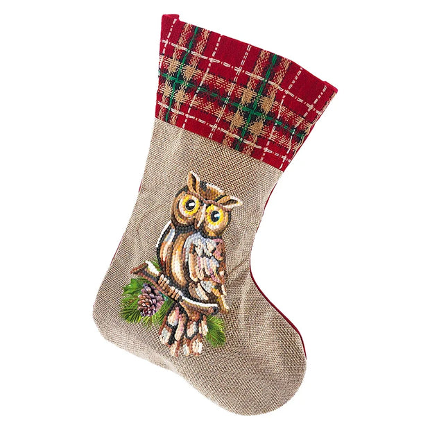 Christmas Decor Diamond Art Kits Xmas Penguin Diamond Present Stockings Xmas Elk Diamond Painting Stocking DIY for Holiday Favor