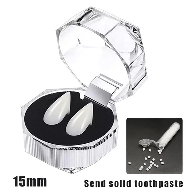 1Pair Vampire Teeth Zombie Fangs Halloween Props Apparel Accessories DIY Solid Denture Adhesive Cosplay Masquerade Decoration