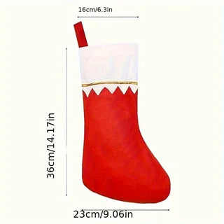 Felt Christmas Stockings for Christmas Fireplace Hanging Stocking Red Non-Woven Fabric with Golden Trim