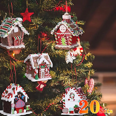 Christmas Decorations Wooden Colorful Candy House Decorations Christmas Tree Decorations Home Hangings Handmade Christmas Sets