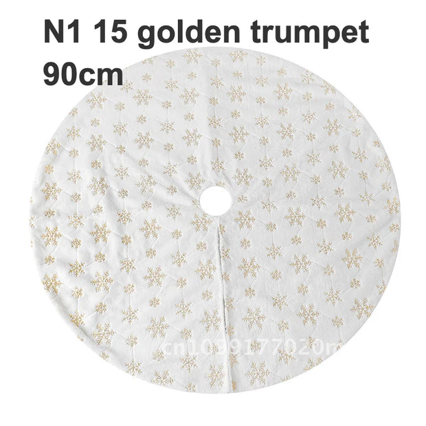 Hong Kong Love Christmas Tree Skirt round Plush Snowflake Design Home Decorations Short Apron
