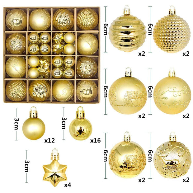 Christmas Tree Decoration 42PCS 6CM Balls Ornaments Set For Xmas Hanging Holiday Home Supplies Christmas Year Party Gifts New