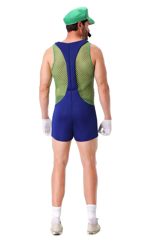 Halloween Mens Anime Super Luigi Brothers Cosplay Costume Carnival Party Disguise Plumber Funny Jumpsuit