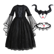 Disney Villain Role Playing Maleficent Costume Girl Halloween Evil Queen Lace Dress Deluxe Maleficent Cosplay Apparel Vestidos