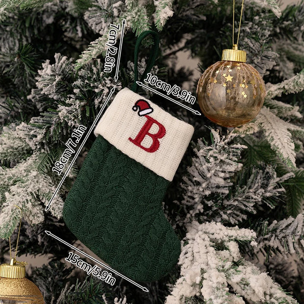 Christmas Stockings Hanging Pendant Christmas Stocks Gift Decoration Alphabet Letter Sock 2026 New Year Decorative Knitting Sock