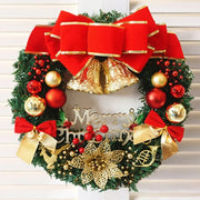 Artificial Merry Christmas Wreath with Bow Christmas Door Hanging Rattan Ornament Garland Christmas Suitable for Home Decoration