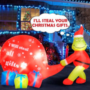 Christmas Green Big Monster Inflatable Decorations 5.5FT Lighted Up Outdoor Inflatable Decor with Builtin 8 LED Lights for Gard