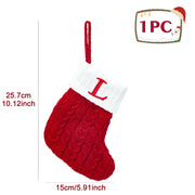 Christmas Socks Knitting Snowflake Letter Stocking Christmas Decoration For Home 2024 Xmas Tree Ornament Gift Navidad Natal 2024