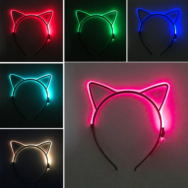 Halloween Christmas Anime Accessory Decorative Headwear Luminous LED Headband Glow Bow Ties Girls Women Cute Gift Headband