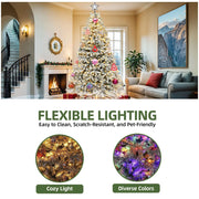 6ft Prelit Snow Flocked Artificial Full Christmas Tree with Remote Control