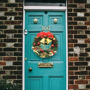 Artificial Merry Christmas Wreath with Bow Christmas Door Hanging Rattan Ornament Garland Christmas Suitable for Home Decoration