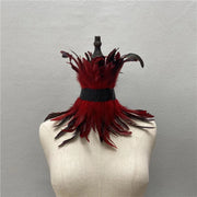 Gothic Victorian Natural Feather Choker Neck Wrap Collar For Halloween Cosplay Accessories