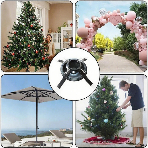 Strong Iron Christmas Tree Stand Round Shaped Plate Tree Base Fits 2-3 Inch Trunks Durable Sturdy Design for Holiday Decoration