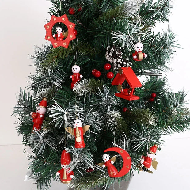 Creative Christmas Tree Decoration Wooden Small Pendant Small Ornaments Boxed Window Props Ornaments Christmas Decorations