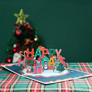 Merry Christmas Cards Christmas Tree Winter Gift Pop-Up Cards Christmas Decoration  Stickers Laser Cut New Year Greeting Cards