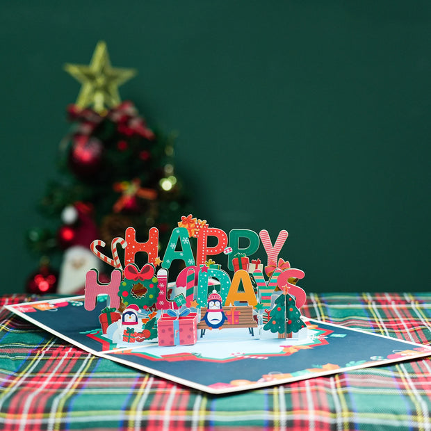 Merry Christmas Cards Christmas Tree Winter Gift Pop-Up Cards Christmas Decoration  Stickers Laser Cut New Year Greeting Cards