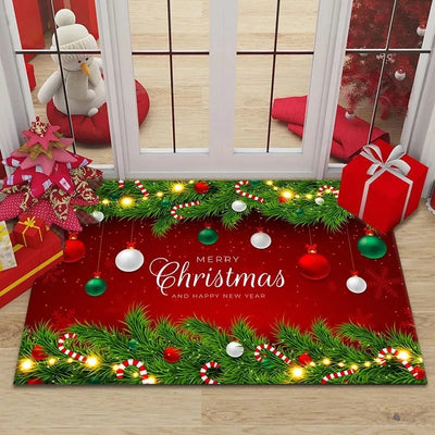 2025Merry Christmas Welcome Doormat Living Room Front Door Entrance Foot Mat Bedroom Bath Rug Christmas Decorations