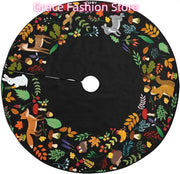 Forest Wreath Christmas Tree Skirt 36" Fall Tree Skirt Mushroom Fox Rabbit Deer Tree Mat for Thanksgiving Christmas