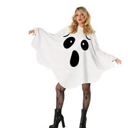 White Halloween Cloak Cape Fright Clothes Trick-or-Treat Spooky Pumpkin Cloak Black Eye Full Suit Ghost Cosplay Costume