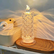 Led Candle Light Rose Pattern Projection Simulation Flameless Candle Lamp For Home Birthday Wedding Party Decoration Christmas