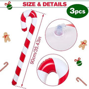 3pcs 35 Inch Inflatable Christmas Candy Cane for Indoor Outdoor Holiday Yard Decorations Festive Xmas Decorations Gift Party Fa