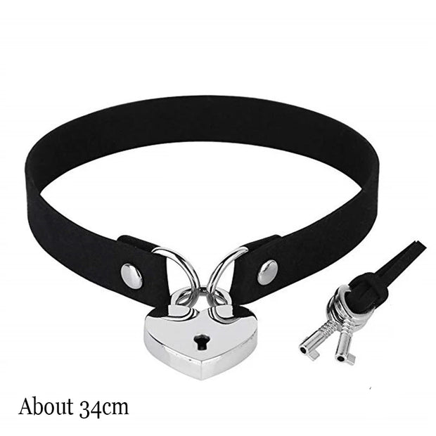 New Sexy Harajuku PU Leather Chain Heart Pendant Necklaces Women Men Punk Neck Gothic Black Pink Choker Necklace Cool Collar