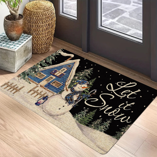 Christmas Santa Claus Welcome Mat Non Slip Floor Rug Washable Bedroom Kitchen Entrance Doormat Polyester Home Decor Carpet