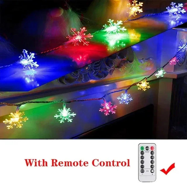 Christmas Tree Decorations 1M-30M LED Garland Holiday Snowflakes String Fairy Lights Ornaments for Home Party Noel Navidad 2026
